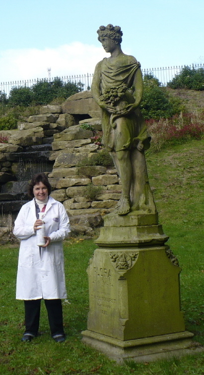 Ithiel Mogridge with Flora the statue, before cleaning